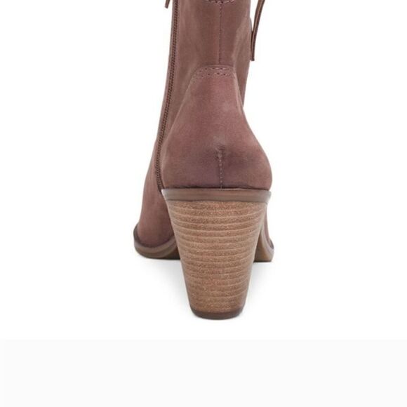 Lucky Brand Loxona dark brown suede leather side zip ankle bootie size 6.5 NWT - Picture 3 of 8